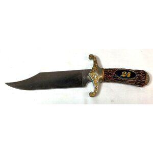 Vintage Nascar Decorative Bowie Type Knife With Ornate Gold Accents & Number 24
